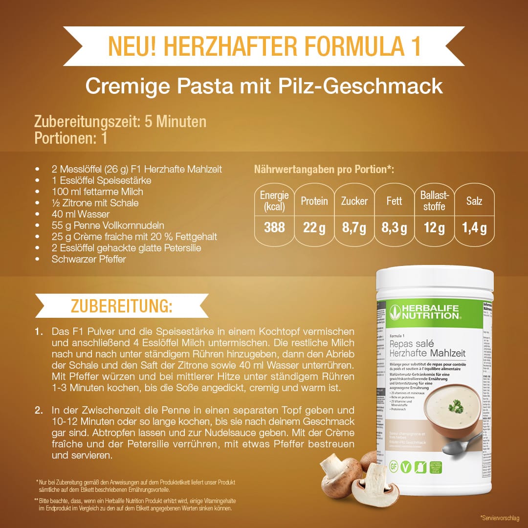 Cremige Pasta mit Pilz-Geschmack